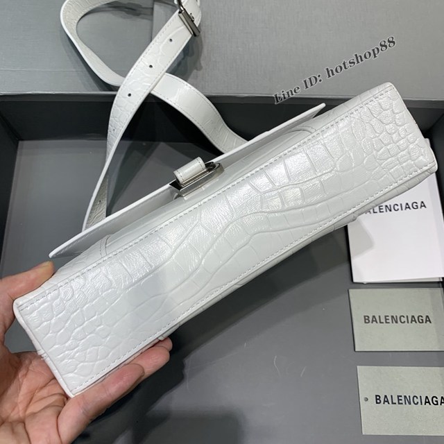 Balenciaga巴黎世家專櫃爆款小號鱷魚紋白色Hourglass沙漏包 fyj1815